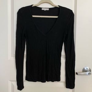 Truly Madly Deeply Ribbed V-neck Long Sleeve